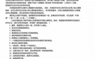 安全感测试(安全感测试量表) 安全感测试(安全感测试量表)